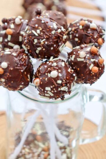 Easy Homemade Cake Pops in a glass cup