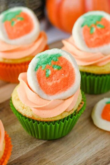 Pumpkin sugar cookie cupcakes featured image.