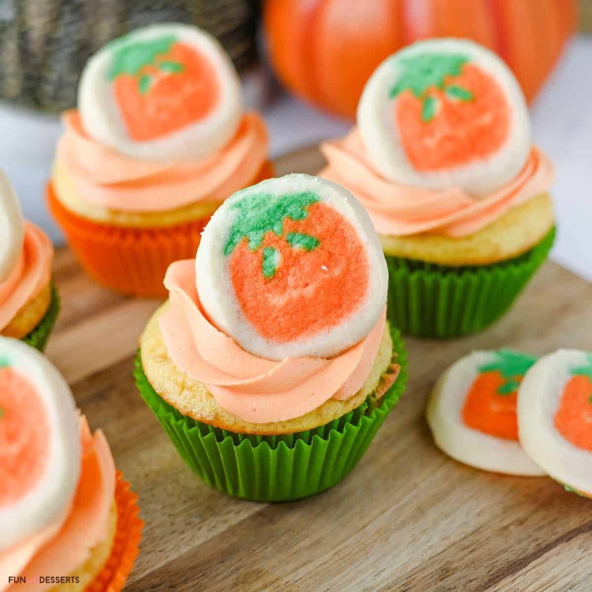 Pumpkin sugar cookie cupcakes featured image.