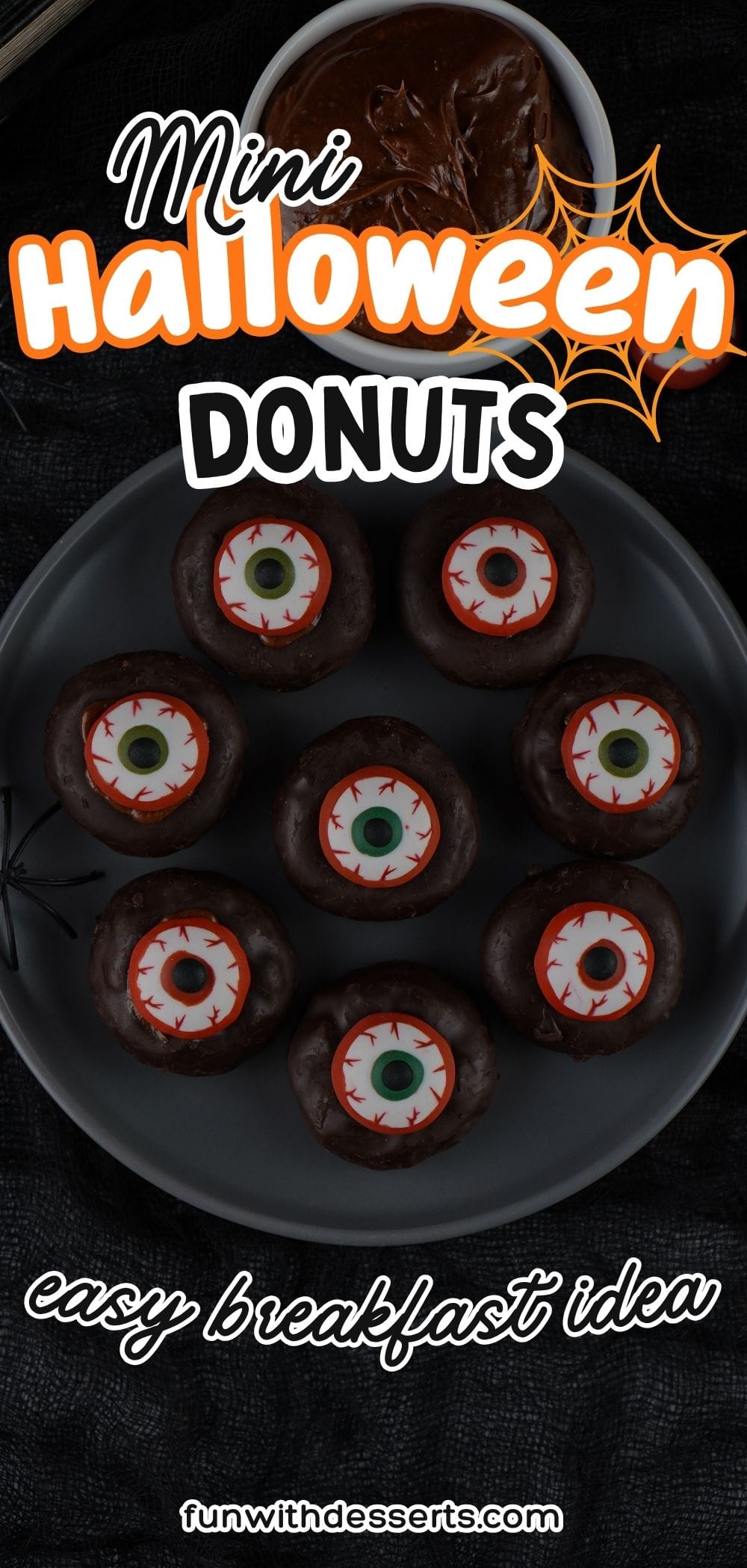 Mini Eyeball Donuts for Halloween